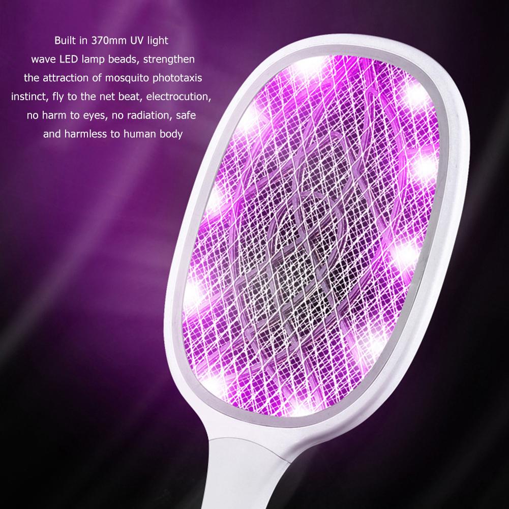 Factory Price 2 in 1 LED Mosquito Killer Lamp Handheld Fly Swatter Home Outdoor Rechargeable Electric USB Bug Zapper Racket
