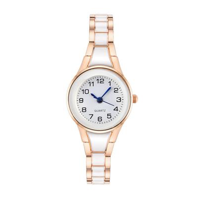 Relógio de Pulso Feminino Quartzo Mostrador Redondo Pulseira Fina Pulseira de Cor Contrastante Relógio Analógico Pulseira Feminina Presente para Ela