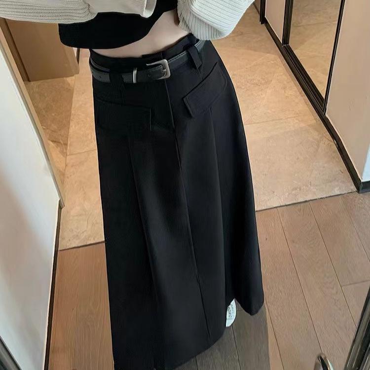 

Gray Pleated High-Waist A-line Slimming Skirt for Women – Spring/Summer 2026 Collection 3XL чорний