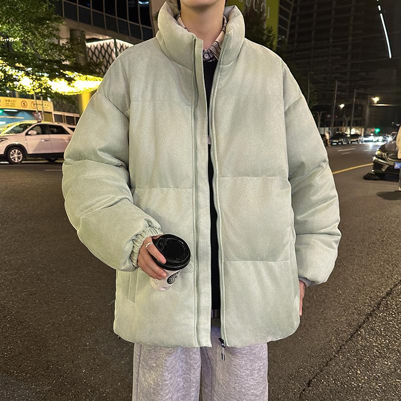 

2025 Замшевая хлопковая куртка Мужская Зимняя Куртка с воротником-стойкой и подкладкой Молодежная Утепленная Теплая Куртка-пуховик Хлопковая куртка 4XL