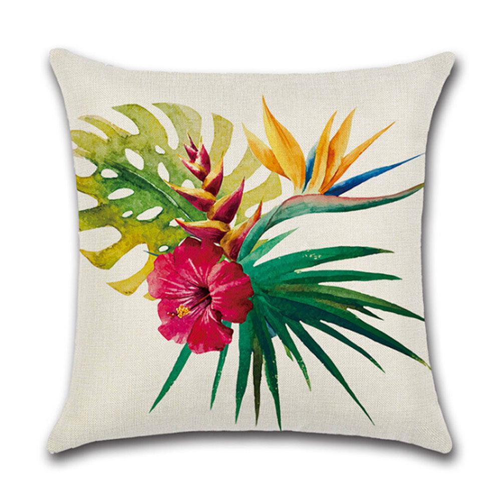 Waist Home Flamingo Bird Throw Pillow Case Bedroom Decoration Green Leaves Printed Cushion Cover