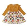 Spring And  Baby Long Sleeve Printed Splicing Dress Princess Dress