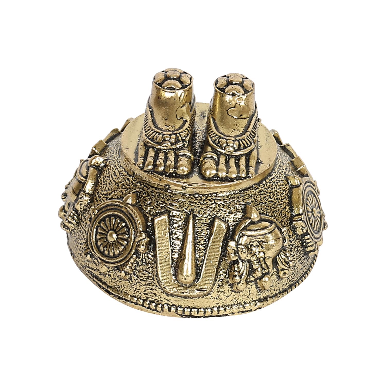 Чистая латунь Вишну Чаран Падука Мурти, Идол стоп Господа Вишну, Религиозный, Золотой