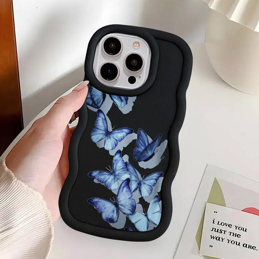 Case for iPhone 17 Air XR 12 8 13 16 Pro Max 11 15 Plus 14 Soft Phone Cover Cartoon Butterfly