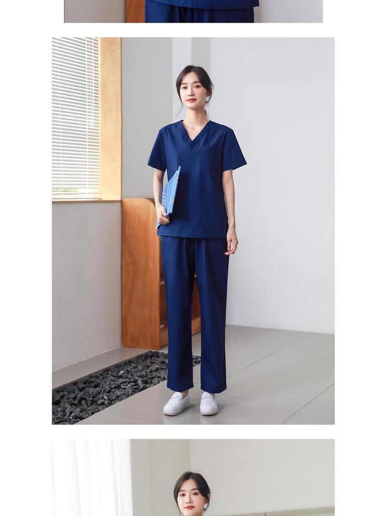 Unisex Short-Sleeve Surgical Gown and Long-Sleeve Workwear Scrub Set - Polyester/Cotton Blend