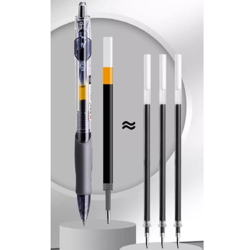 4Pcs Retractable Gel Pens Set Black/Red/Blue/Dark Blue Ink Ballpoint For Writing Refills Office School Supplies Stationery