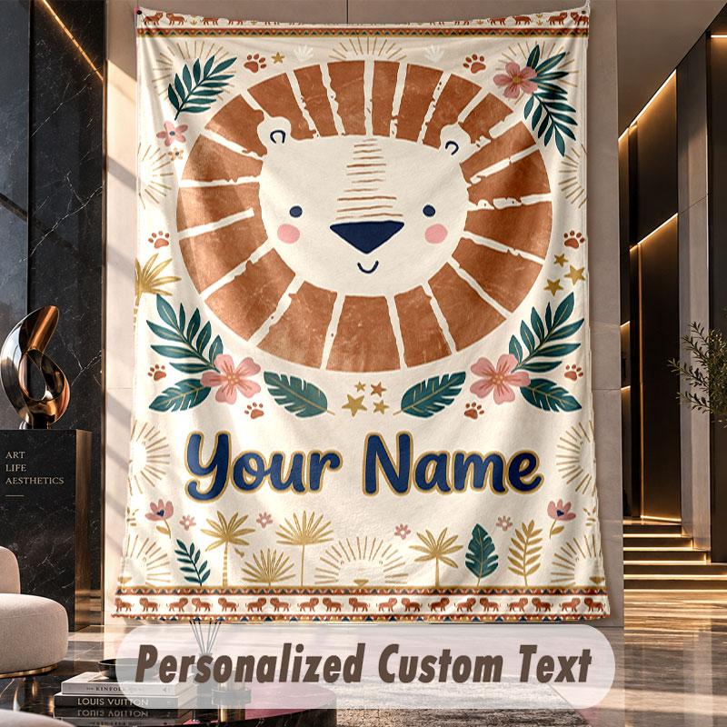 Lion Tiger Leopard (103) Theme Custom Tapestry Personalized Custom Name Text Wall Hanging Tapestry Home Decor Background Cloth