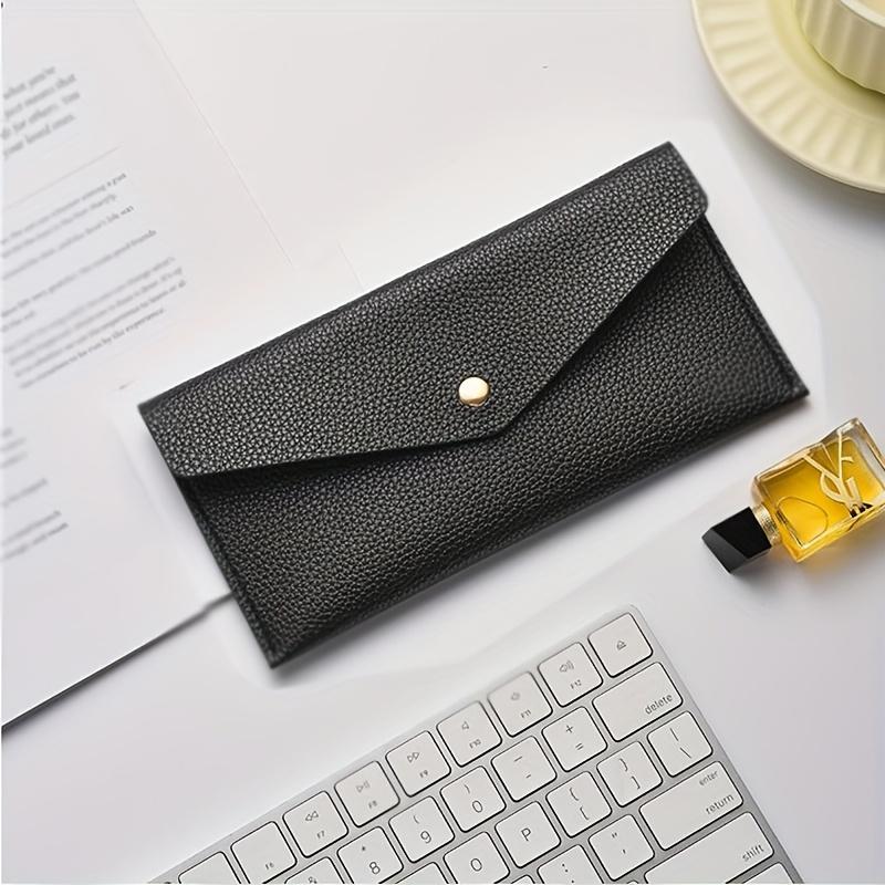 Ladies' handbag, solid color button-closing wallet, envelope-style solid color wild fashion men's wallet with casual style