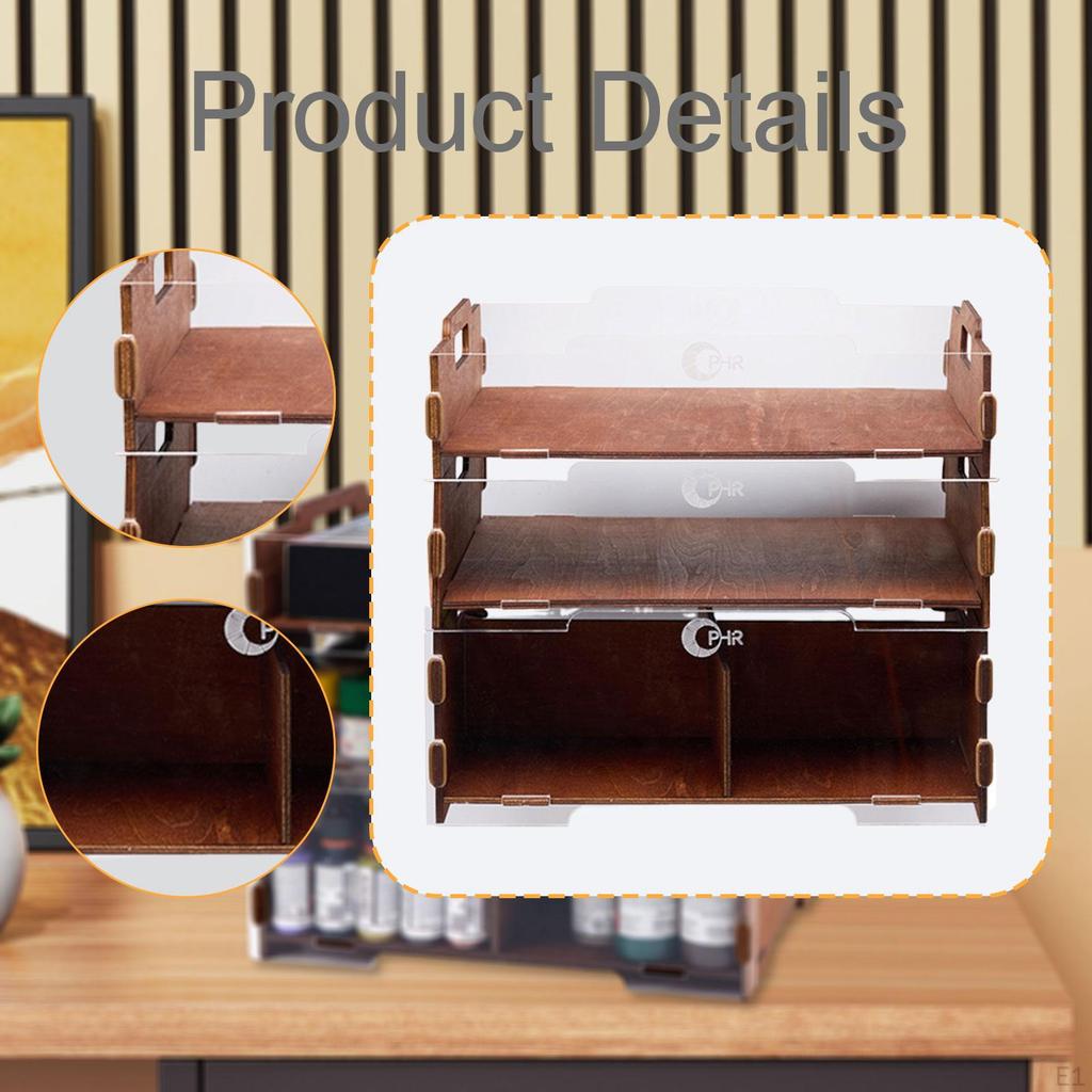 Wooden Paint Organizer Durability 3 Tier Premium Practical Easily Install, Multipurpose,