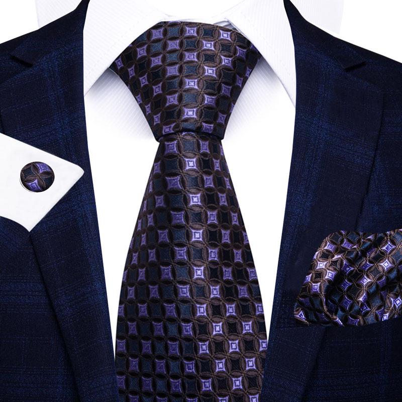

2026 Men s Business Black Gift Set: Striped & Plain Tie with Pocket Square