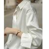 Women's Retro Hong Kong Style Loose White Satin Shirt