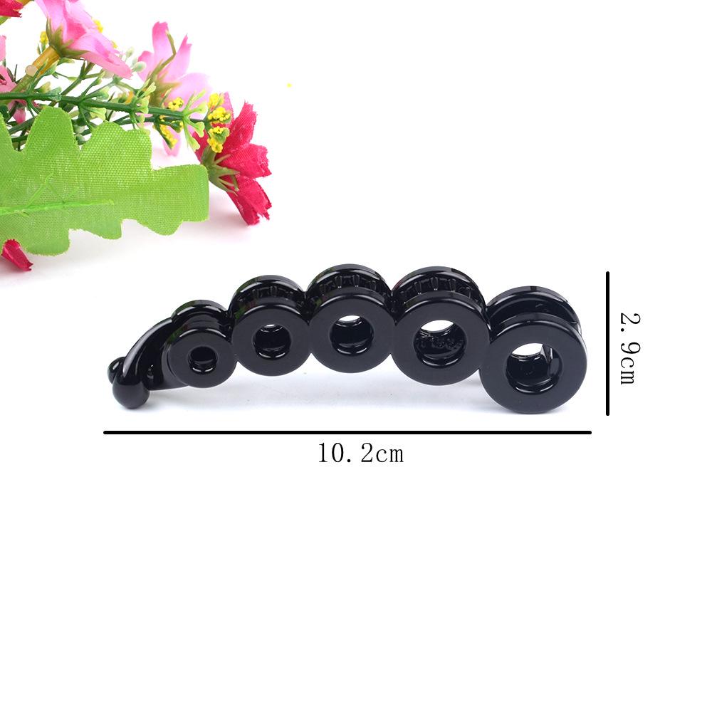 Korean Style Black Large Banana Hair Clip - Vertical Mesh Hair Accessory Hairpin