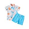 Kids Dinosaur Shirt Set Summer Boys Casual Short-sleeved Shorts Solid Color Set