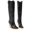 Women's High Heels Knee High Boots Western Cowboy Boots Women Winter Shoes Pointed Toe Ladies Motorcycle Boots Custom WSH3458