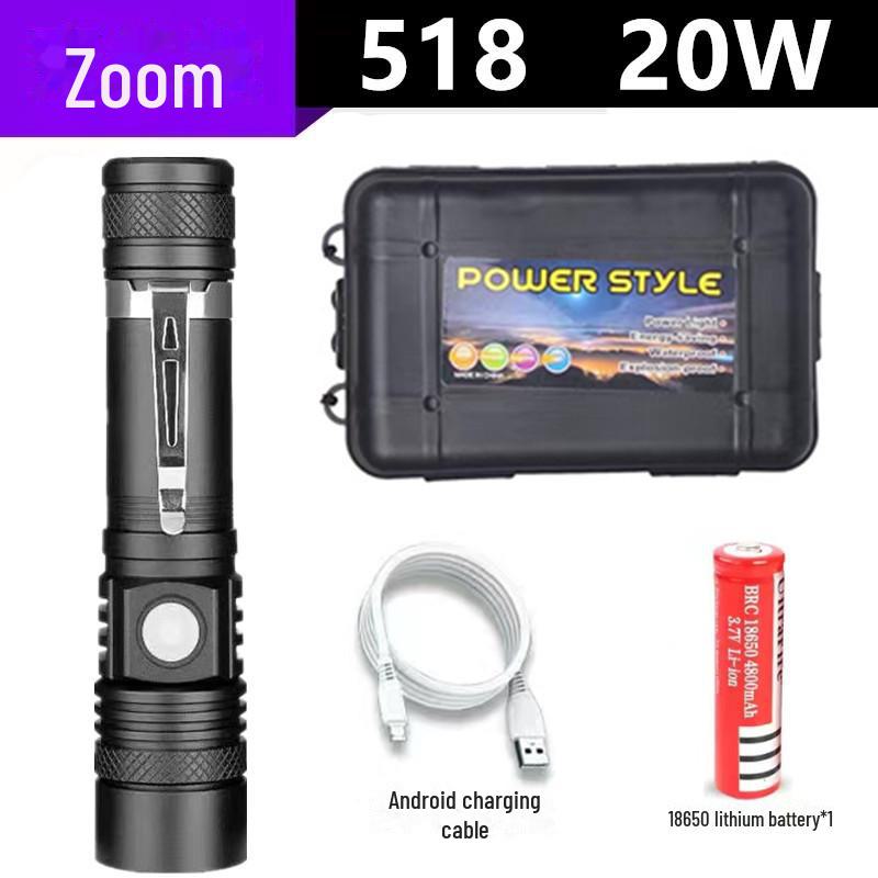 T6 Long-Range LED Aluminum Alloy USB Rechargeable Zoomable Flashlight.