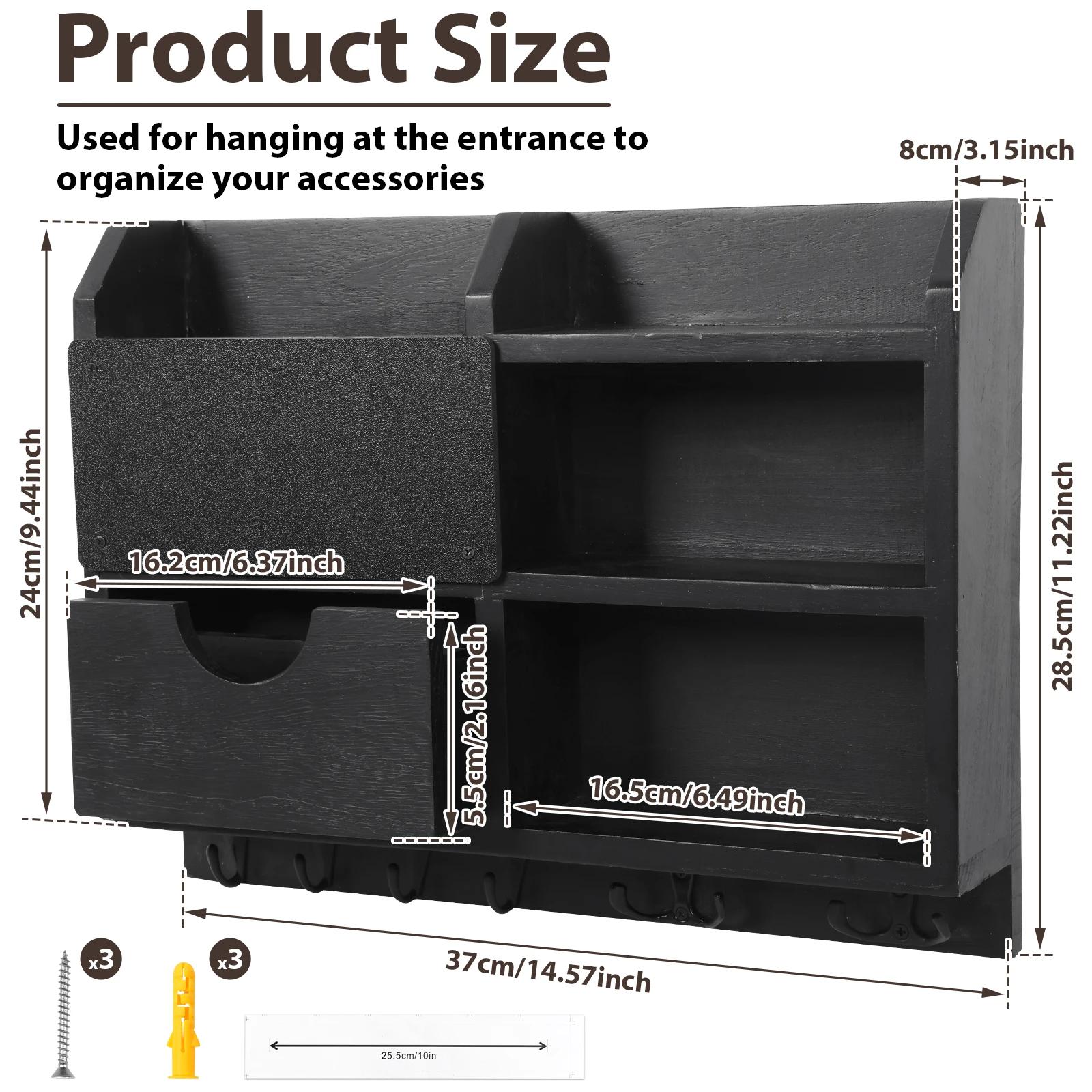 Mail Key Holder Wooden Wall-mounted Storage