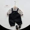 Kids Casual Solid High Waist Suspender Long Pants For Toddler Boys And Girls