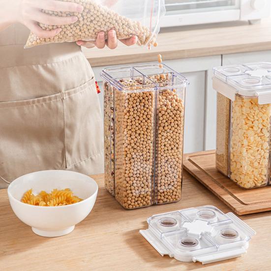 Contenitore per cereali multi-scomparto Barattolo per la conservazione con coperchio Buona tenuta Zucchero Cereali