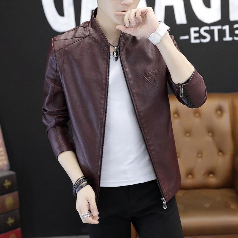 

Осеннее новое мужское повседневное кожаное пальто, весеннее и осеннее пальто, корейская версия, тонкая трендовая красивая молодежная куртка из искусственной кожи 4XL
