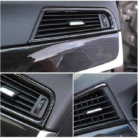 Carbon Fiber Console L&R Air Outlet Vent Cover Trim Fit For BMW 5 Series 2011-17