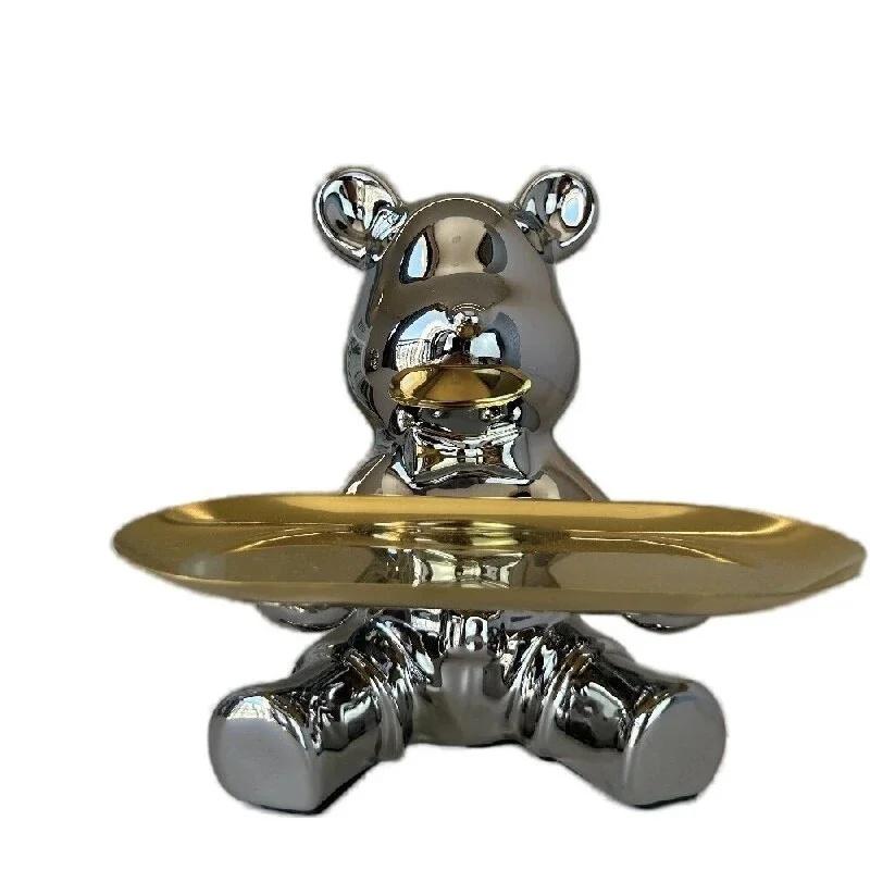Ceramic Bear Key Tray Piggy Bank Holder Entryway Organizer For Living Room Console Table Home Decor Gift For Christmas