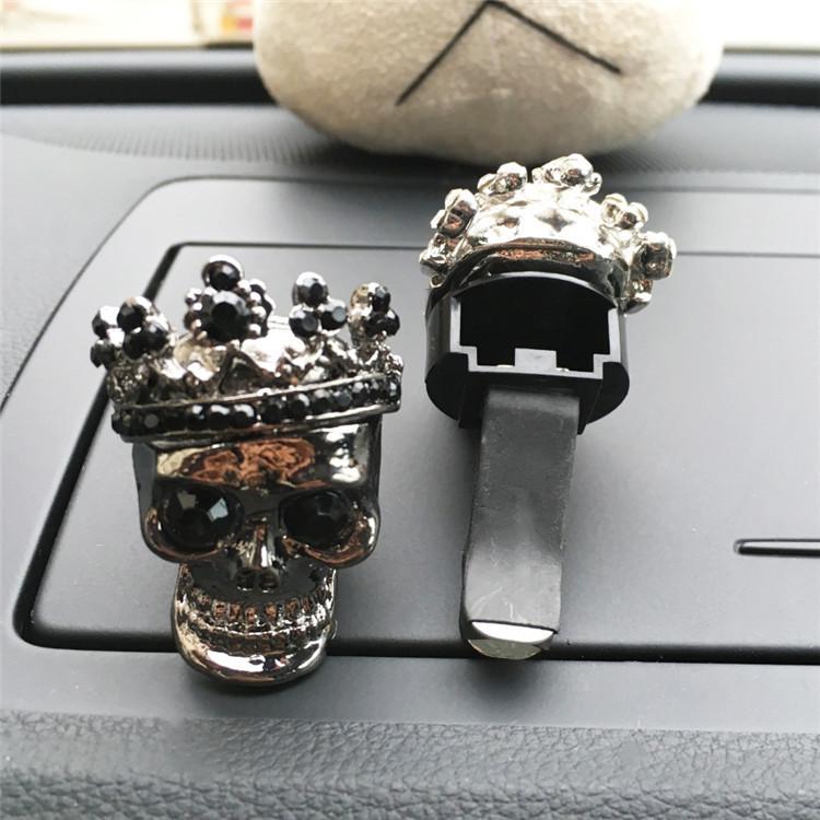 Retro Metal Skull Car Air Vent Perfume With Water Drill Skull Car Perfume