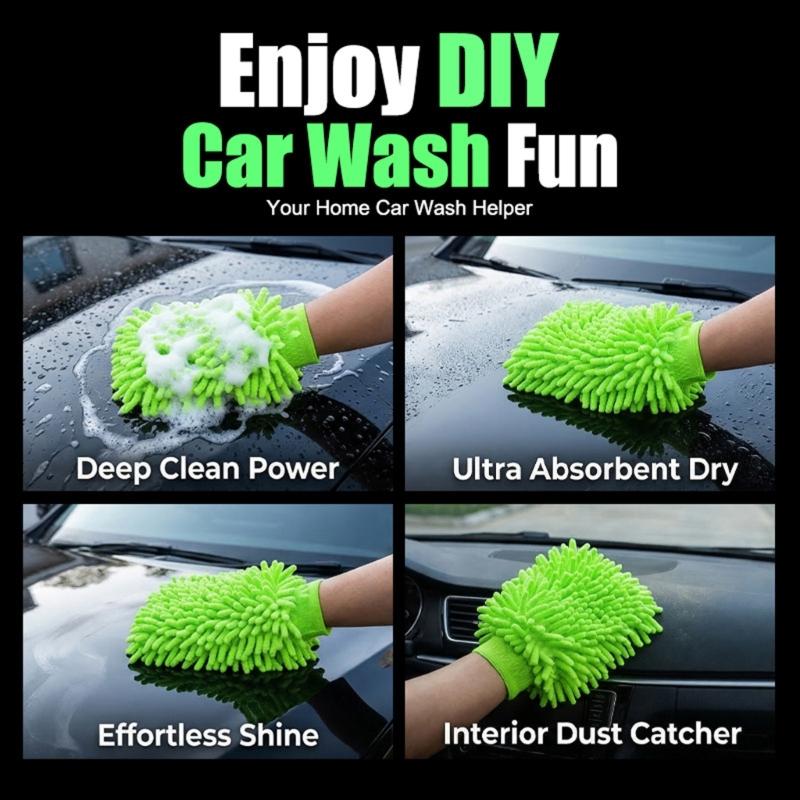 Double Layer Wool Blend Vehicle Wash Mitts Superior Dust Absorption Ergonomic Design Safe For Paint Glass Trim