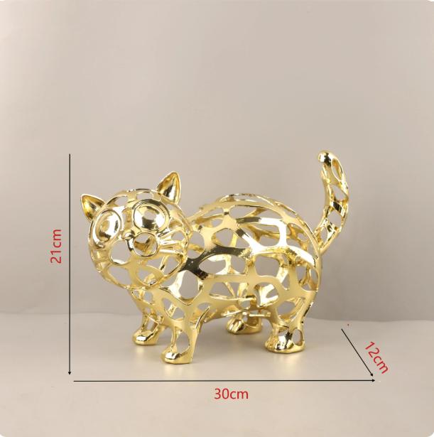 Abstract Gold Hollow Metal Horse Animal Sculpture Ornament Home Room Table Statue Decoration Fengshui Office Desk Figurine Craft