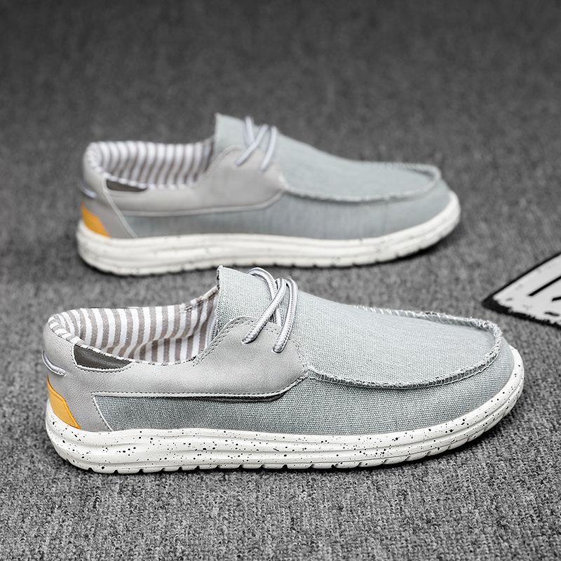 2024 Sommar Nya Herr Canvas Båtskor Utomhus Lätta Mjuka Halkfria Loafers Mode Casual Halkfria Däckskor Stor Storlek
