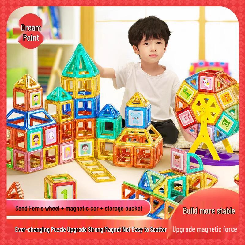

Kids Magnetic Building Tiles & Puzzles - Educational Assembly Toy