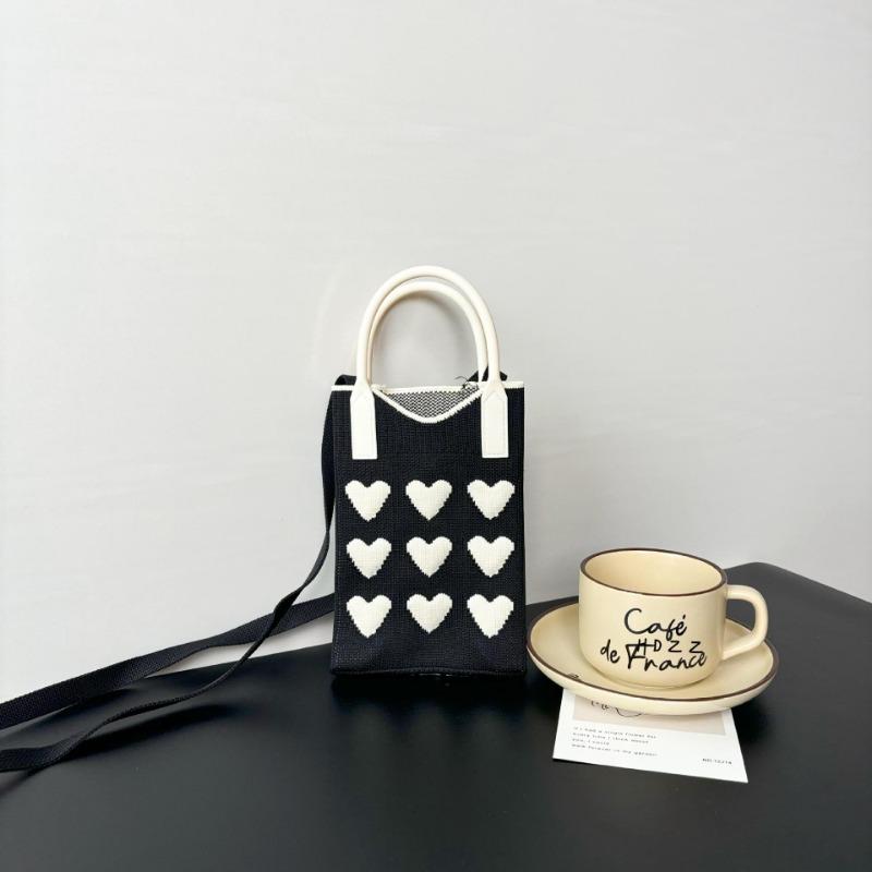 New Love Mobile Phone Bag High-end Knitted Bag Popular Cartoon Cute Portable Storage Messenger Bag