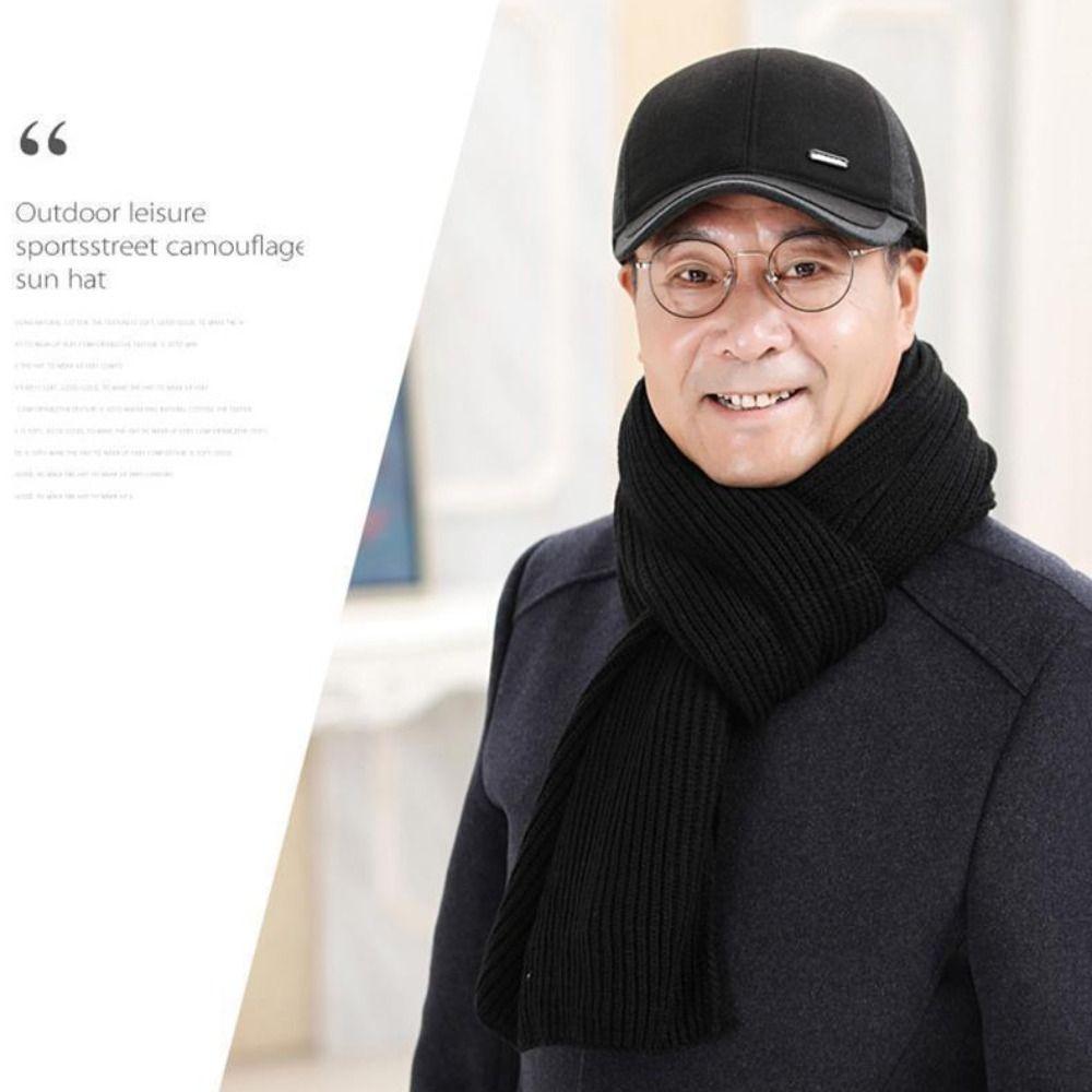 Keep Warm Men Baseball Cap Earflap Winter Snapback Hat Simple Ear Protection Peaked Cap  Autumn
