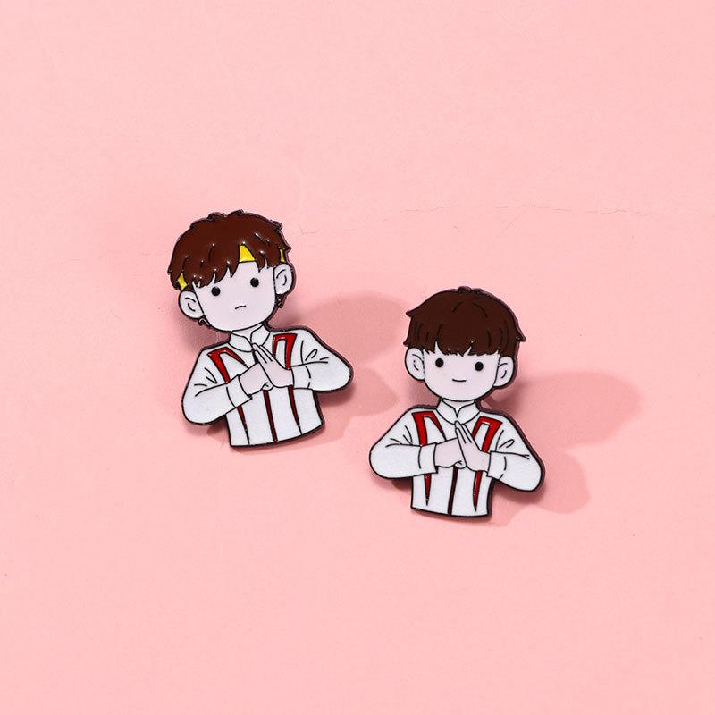 National Ping Sha Head Combination Cartoon Badge Athlete Metal Brooch Clothes Bag Accessories Gift Commemorative Badge