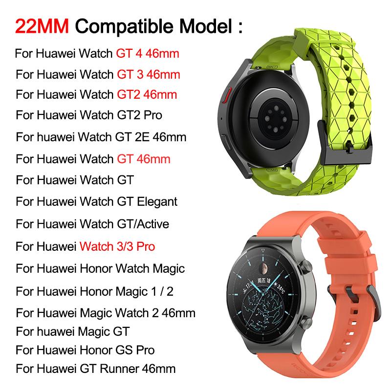 Silicone 22mm Strap For Huawei GT 2 3 4 46mm WristStrap For Huawei Watch3 GT4 GT2 Pro GT2e Magic2 Bracelet Football Pattern Band