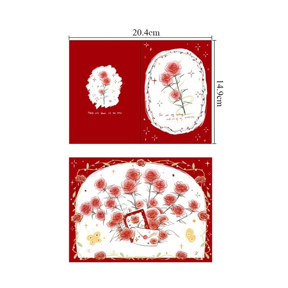 Surprised Pop Up Love 3D Greeting Card with Envelope Rose Valentine's Day Card Flower Thank You Card Wedding Invitations