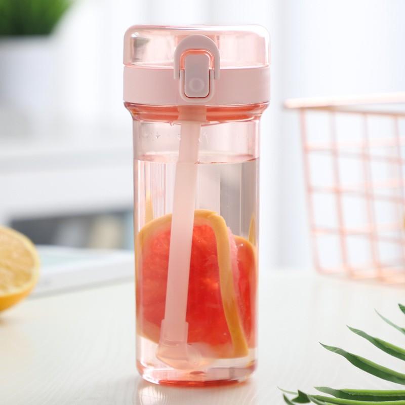 Portable Plastic Sipper Cup With Lid Kids Students BPA-Free Leakproof Travel Water Bottle 450ml In Pastel Colors
