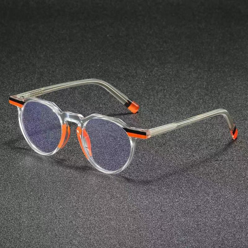 

Новые мужские и женские вставные очки с защитой от синего света, модные, круглые, с цветной блочной минималистичной оправой, высококлассные оранжевый