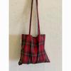 Yarn-dyed Pleated Craftsmanship Retro Red-green Plaid Shoulder Messenger Bag Recommended for Self-retention [11
