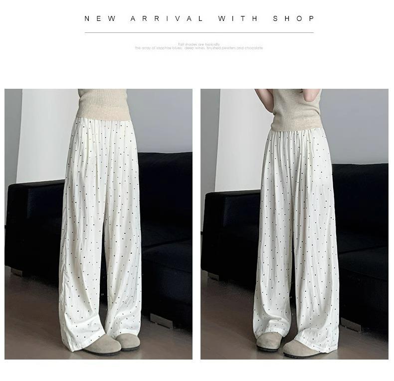 2025 Women's High-Waist Ice Silk Polka Dot Wide-Leg Pants by Yamamoto