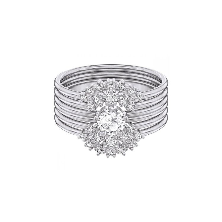 

Swarovski Multi-Layer Set Silver Ring Women rings White 5513973+5513981+5508874 Box (Random Color),55
