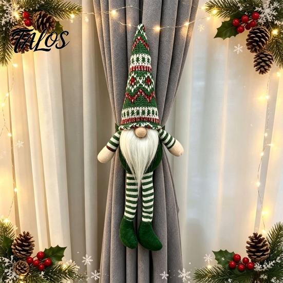 Holiday Home Decor Accessories Christmas Plush Gnome Curtain Buckle, Scandinavian Santa Doll Tiebacks, Holders Faceless Dwarf Holdback Fastener