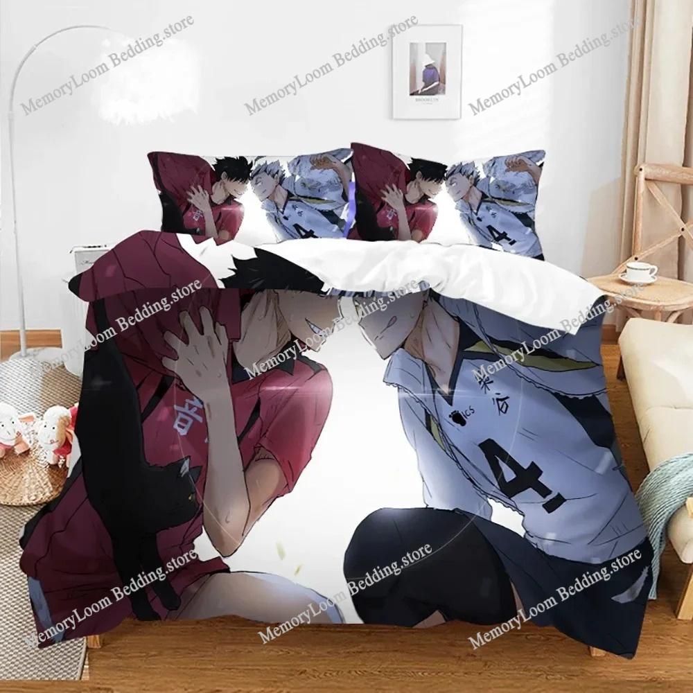 Heimtextilien Cartoons Haikyuu Volleyball Bezug Bettbezug Kissenbezug Junge Mädchen Polyester Bettwäsche Set King Queen Twin Größe