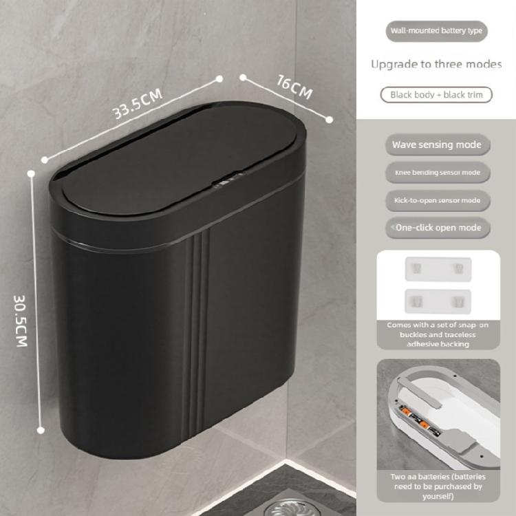 Trash Can Space Saving Wall Mount Trash Can Sensor Automatic Quiet Lid for Homes Kitchen Bathroom