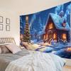 Christmas Decorative Tapestry Santa Claus Snowy View Christmas Tree Holiday Gift Home Wall Hanging Cloth Bedroom Sheet