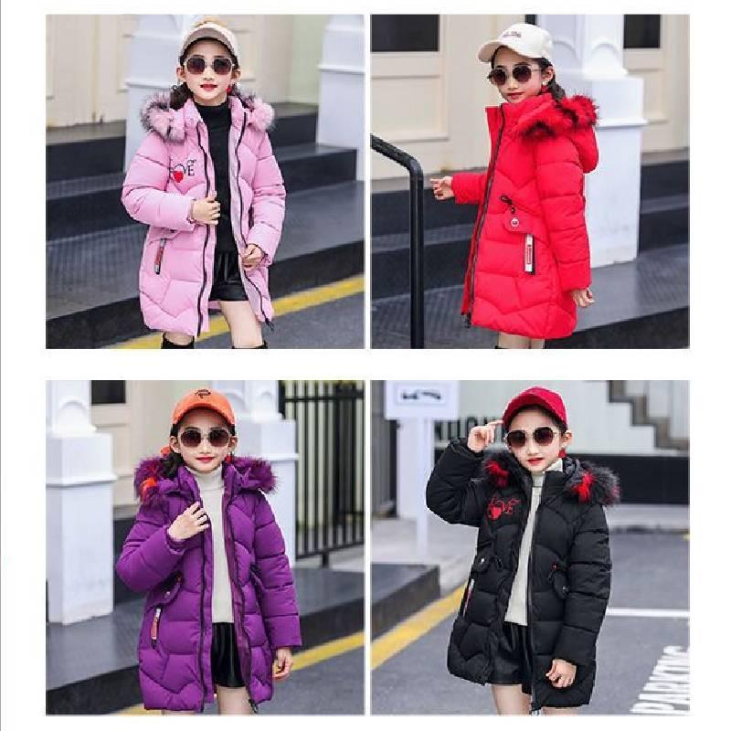 Gemütliche und stilvolle Mädchen-Baumwolljacke mit abnehmbarer Kapuze für Wintermode