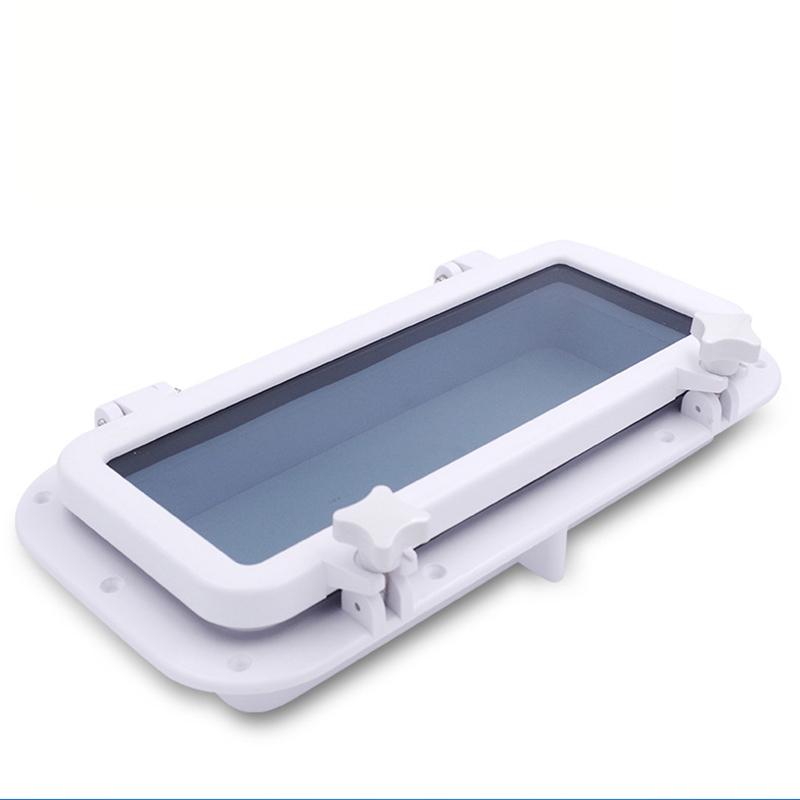 Rectangular 40x20 ABS Plastic Boat Porthole Window Tempered Glass Watertight Hatch Yacht RV Marine Vessel Black White Accessory