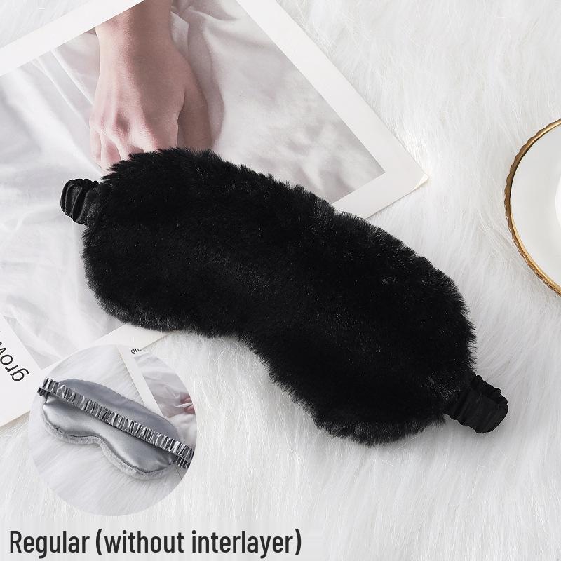 

Маска для сну з хутра кролика - М яка, дихаюча, приємна до шкіри, плюшевий імітатор шовку для захисту очей восени/взимку.