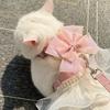 Pet Accessories Princess Style Cat Harness Leash Adjustable Nylon Cat Vest with Bowknot Breathable Dog Traction Rope Party
