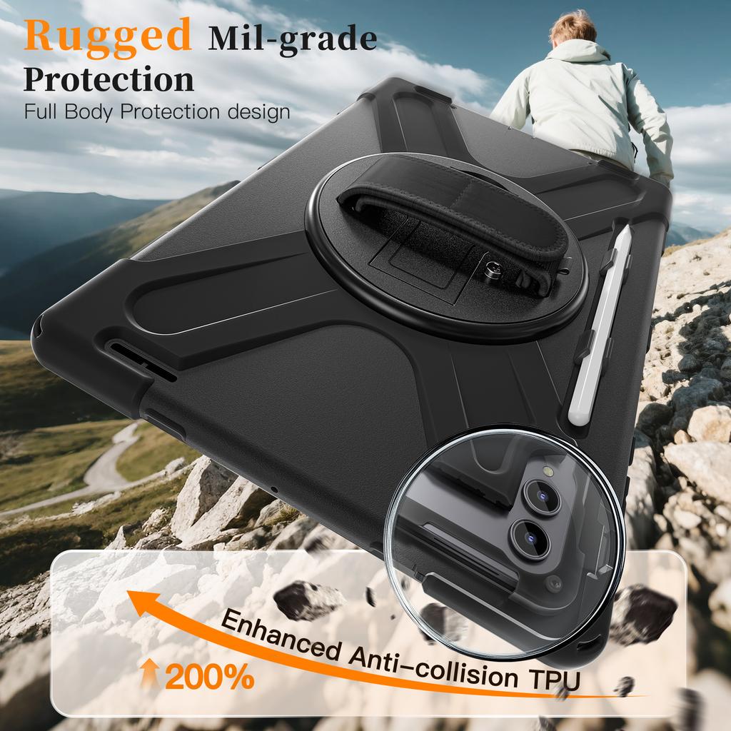 360 Degree Rotating Rugged Shockproof Protective Tablet Cover for Samsung for Galaxy Tab S8 S9 S11 Ultra Case Made Durable