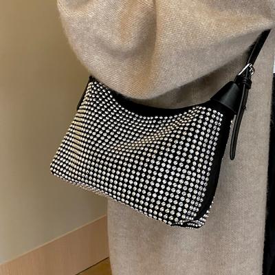 Light Luxury Diamond Setting Women Underarm Bag Winter Fashion Versatile Mini Square Pack French Female Crossbody Bags